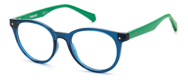 Youth Unisex Polaroid Eyeglasses: PLD D814 - Blue Green SpecSMART Eye Clinic (Diagonal View)